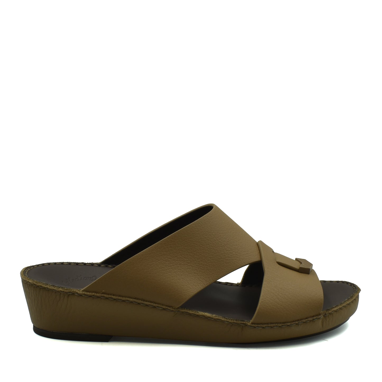 Private Collection luxury leather sandals in tan with a wedge sole and open toe design