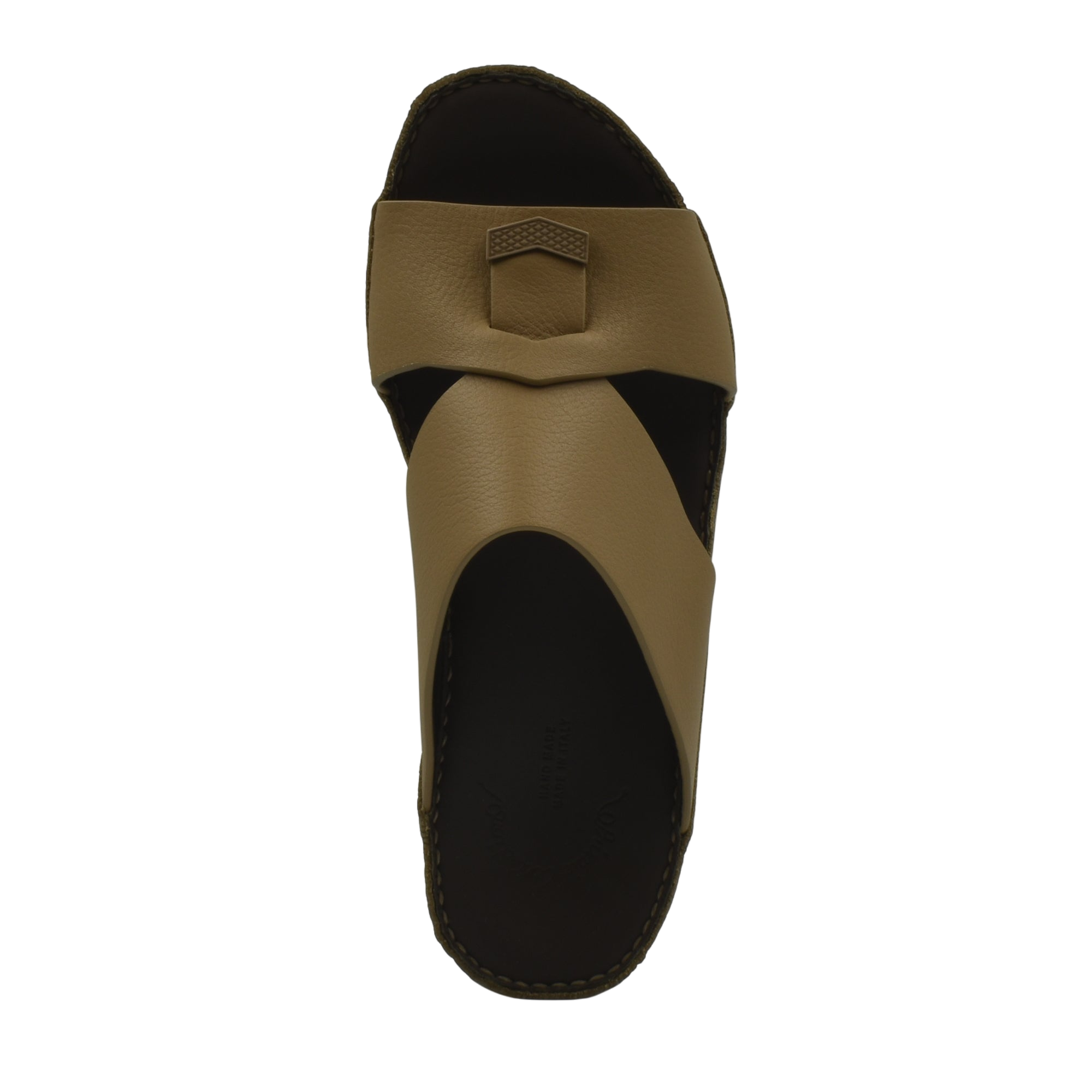 Private Collection luxury leather sandals in brown with a unique strap design and black sole