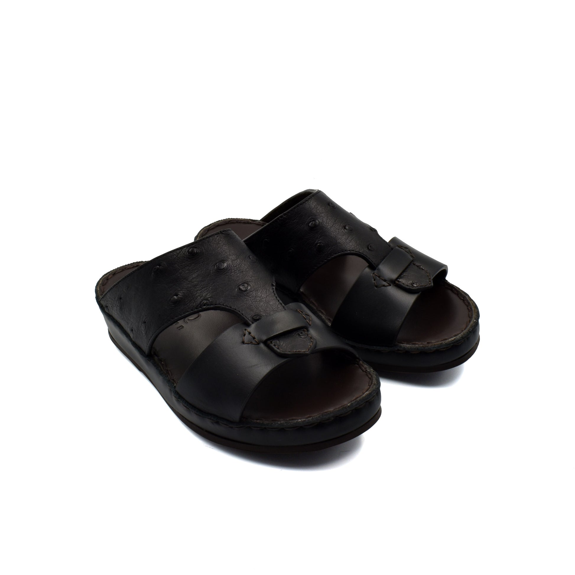 Black comfortable kids sandals with soft cushioned sole and adjustable straps from private collection