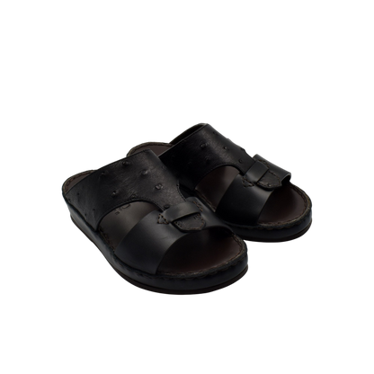 Black comfortable kids sandals with soft cushioned sole and adjustable straps from private collection