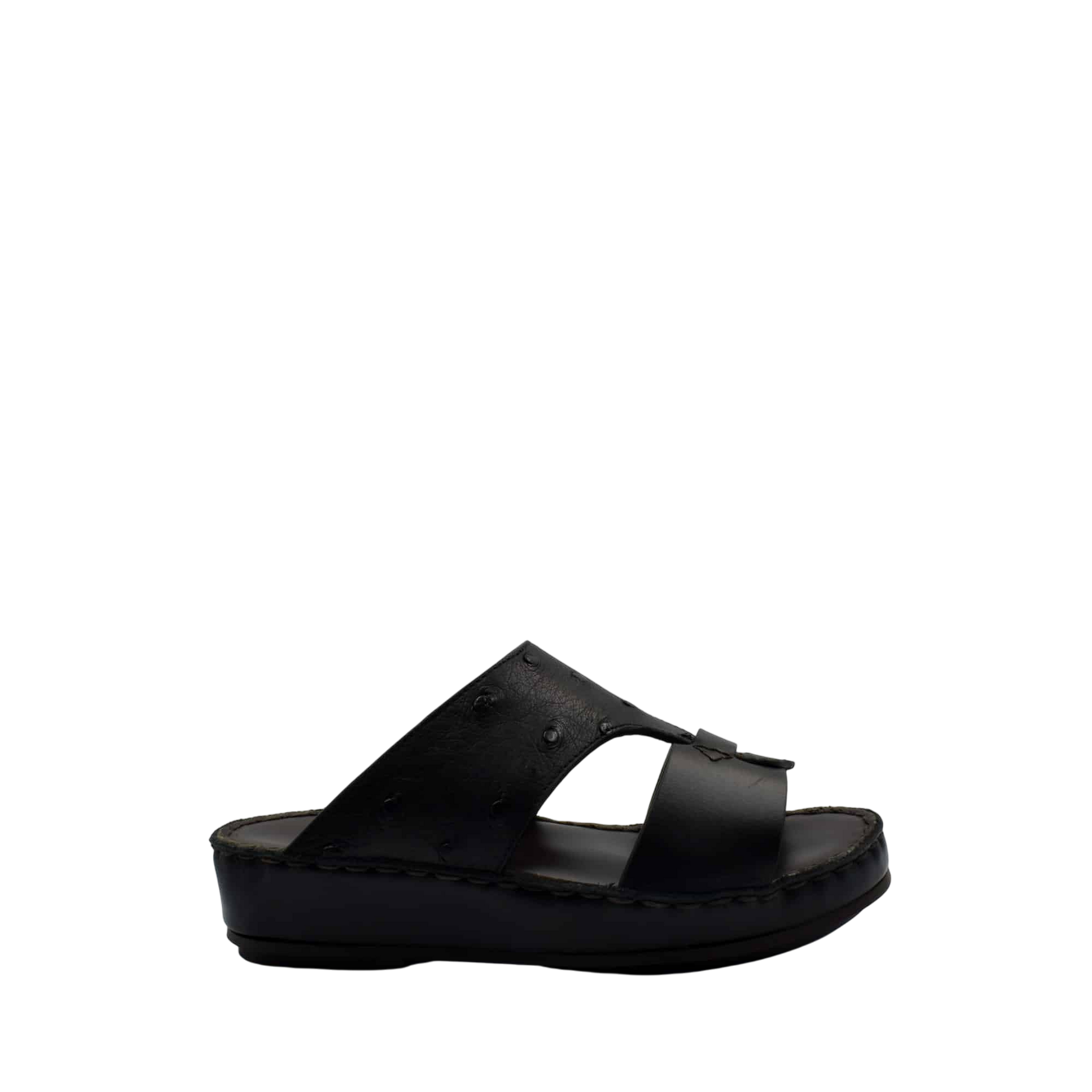 Black comfortable kids sandals with thick sole and adjustable straps from Private Collection