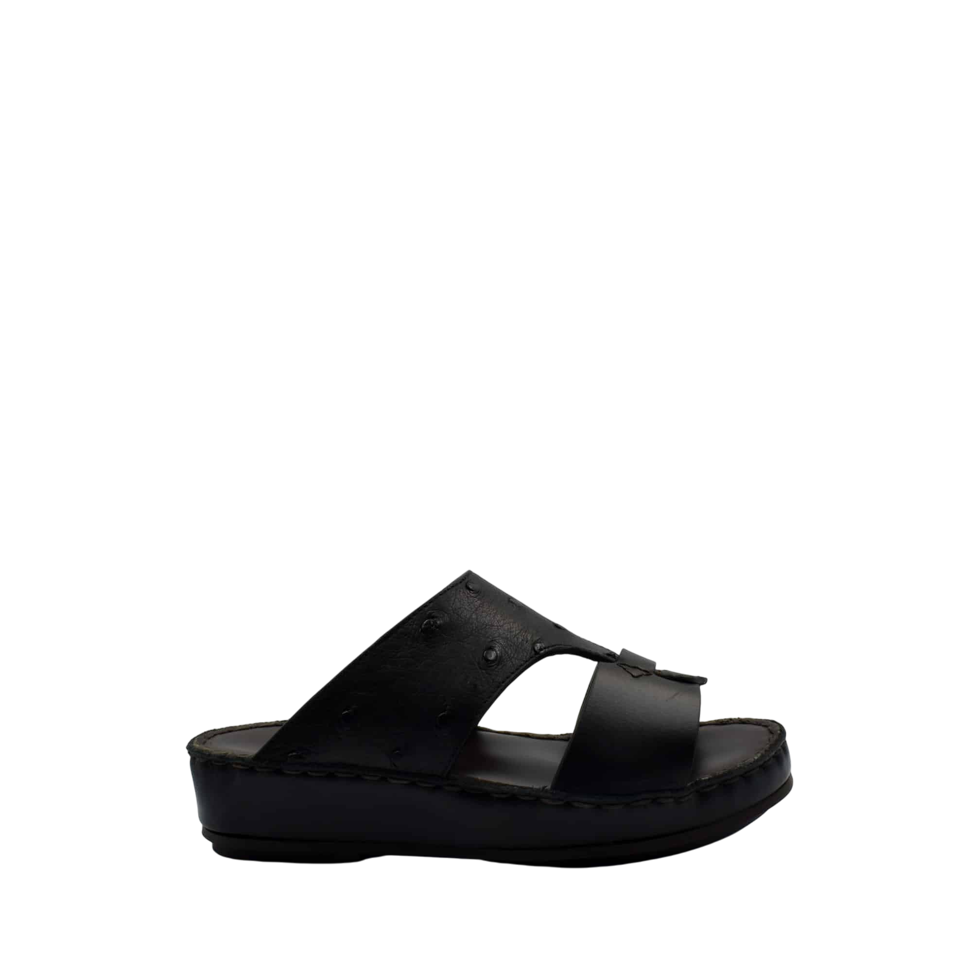 Black comfortable kids sandals with thick sole and adjustable straps from Private Collection