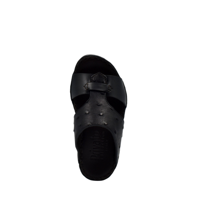 Black comfortable kids sandals from Private collection with open toe and adjustable straps