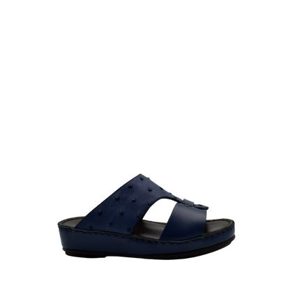 Blue comfortable kids sandals with cushioned sole and textured straps from Private Collection