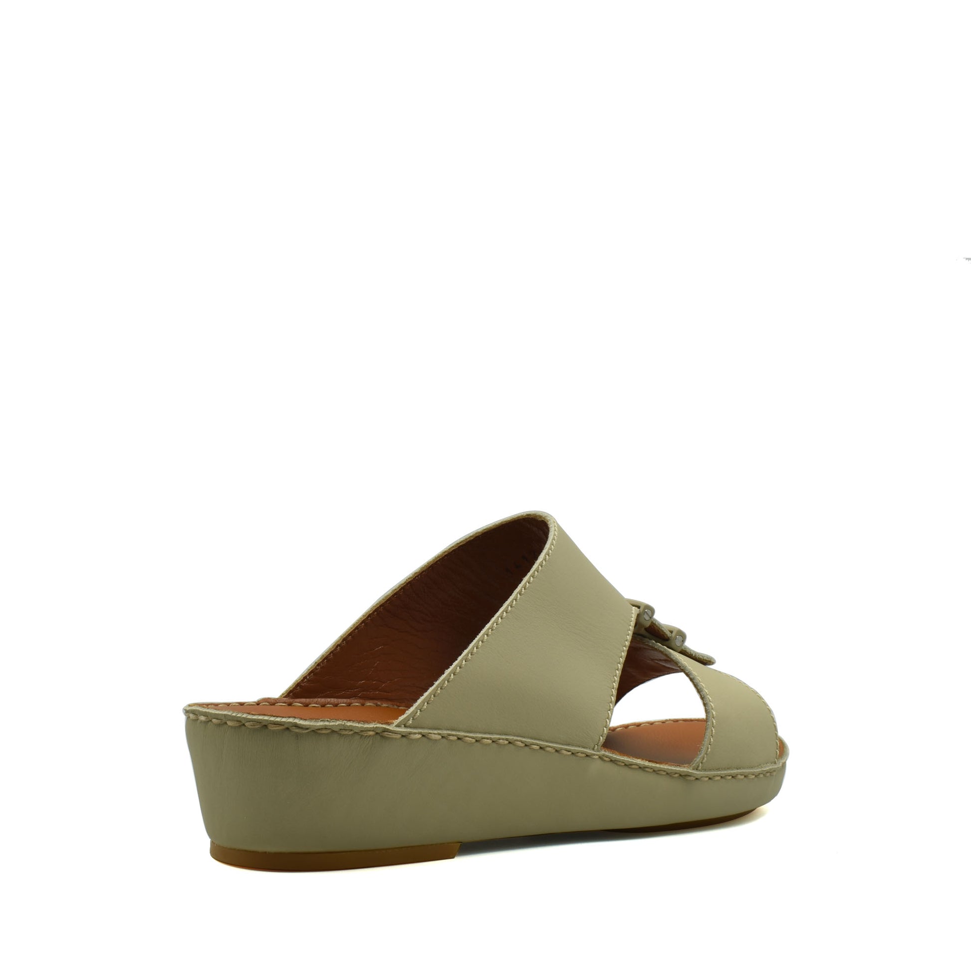 Beige comfortable rubber sandals with cushioned wedge sole and open toe design