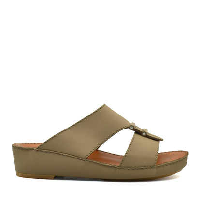 Tan comfortable rubber sandals with cushioned sole and open toe design for everyday wear