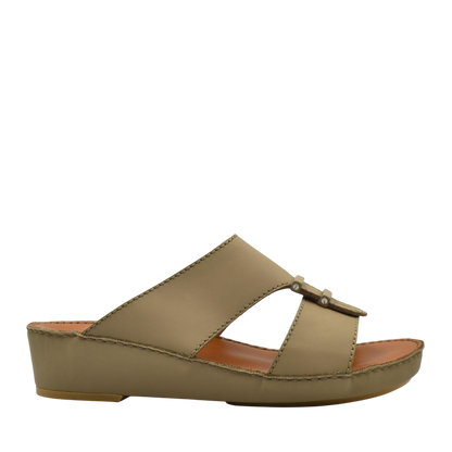 Tan comfortable rubber sandals with cushioned sole and open toe design for everyday wear