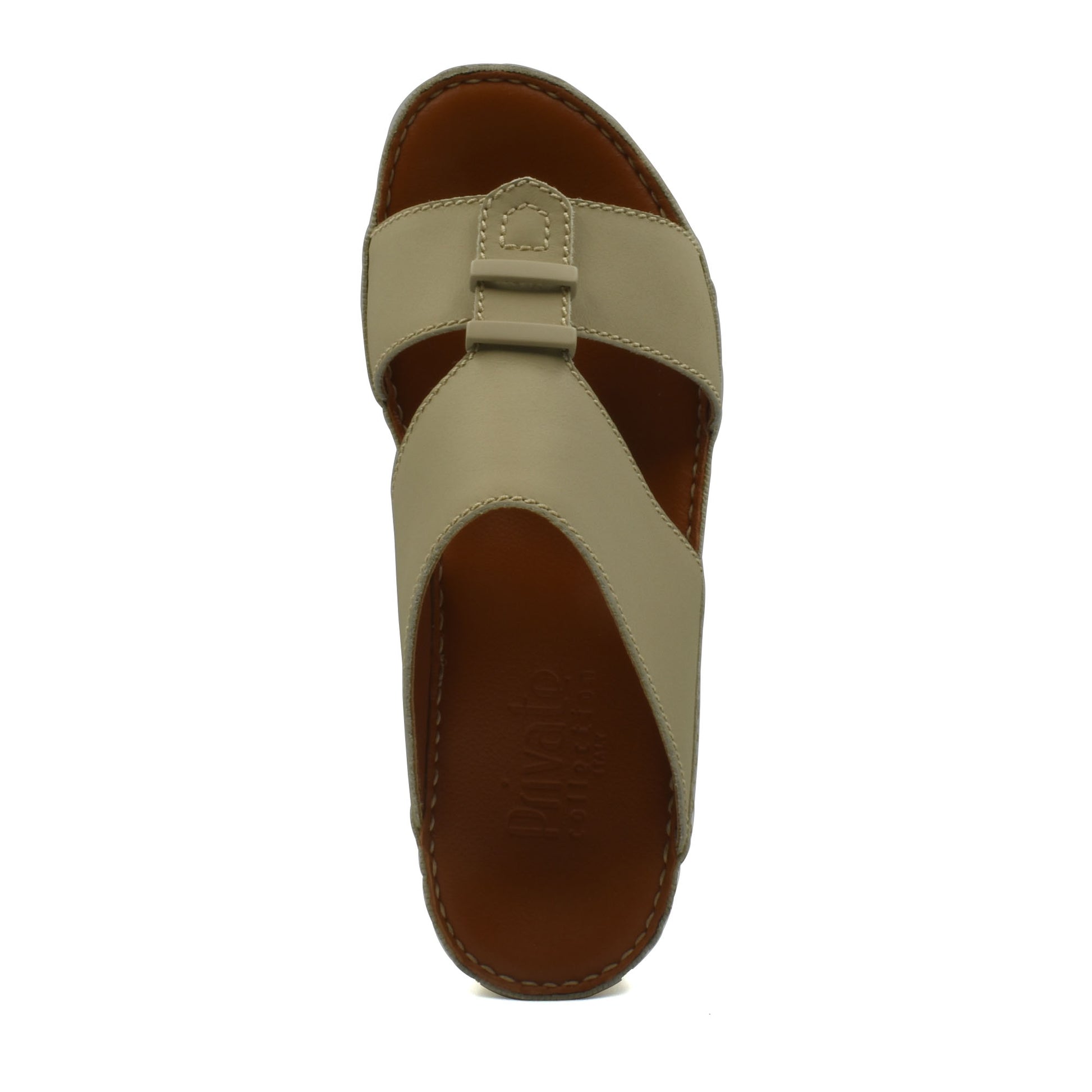 Beige comfortable rubber sandals with cushioned brown footbed from Private collection