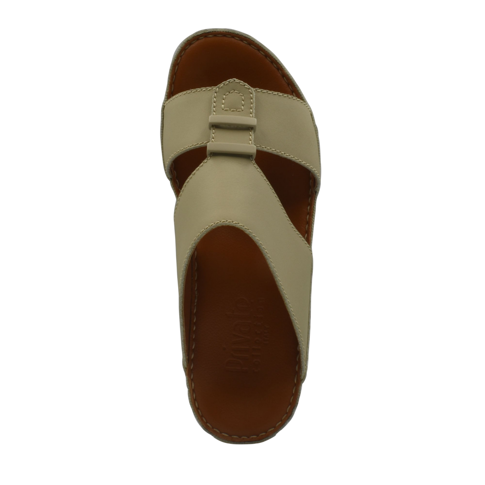 Beige comfortable rubber sandals with cushioned brown footbed from Private collection