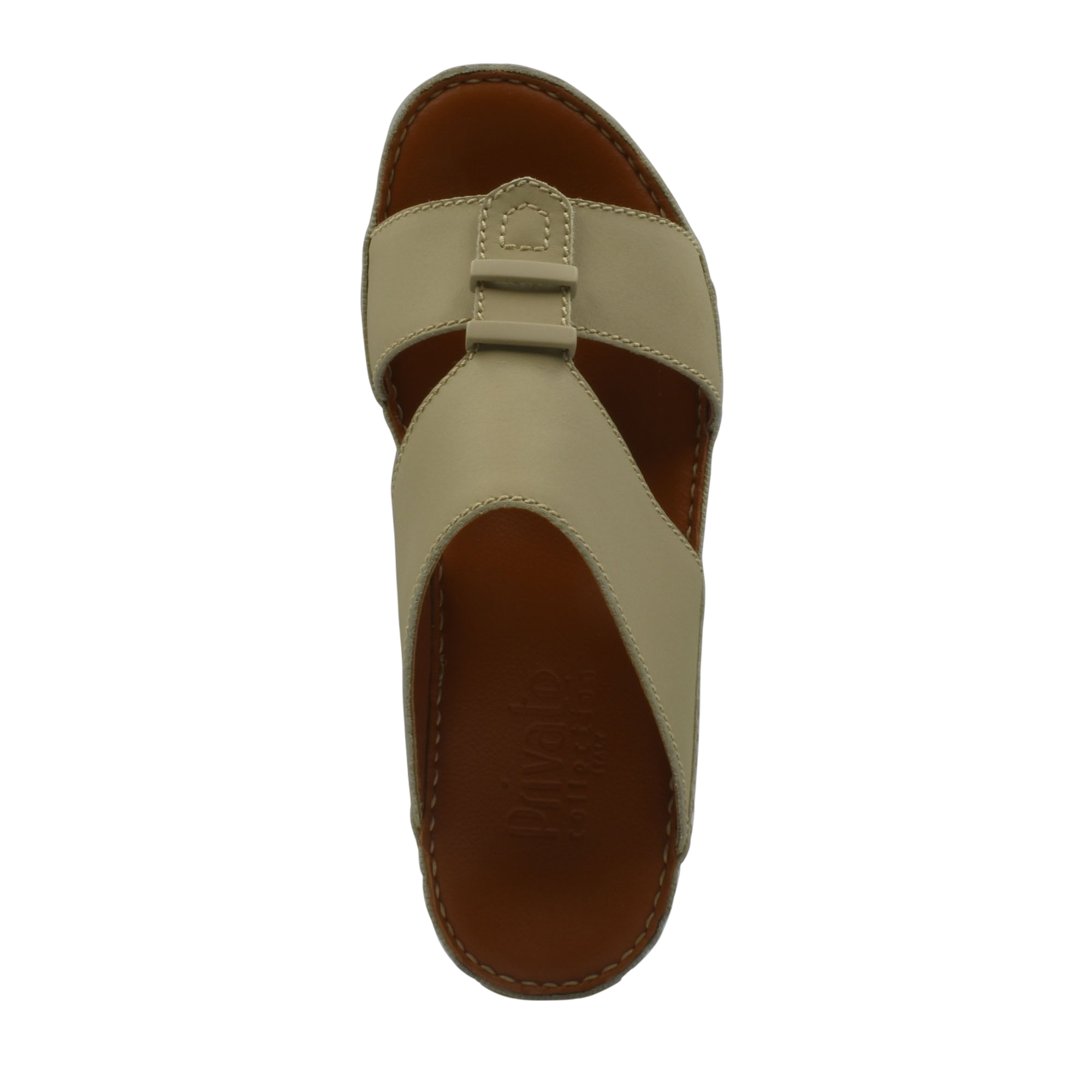 Beige comfortable rubber sandals with cushioned brown footbed from Private collection