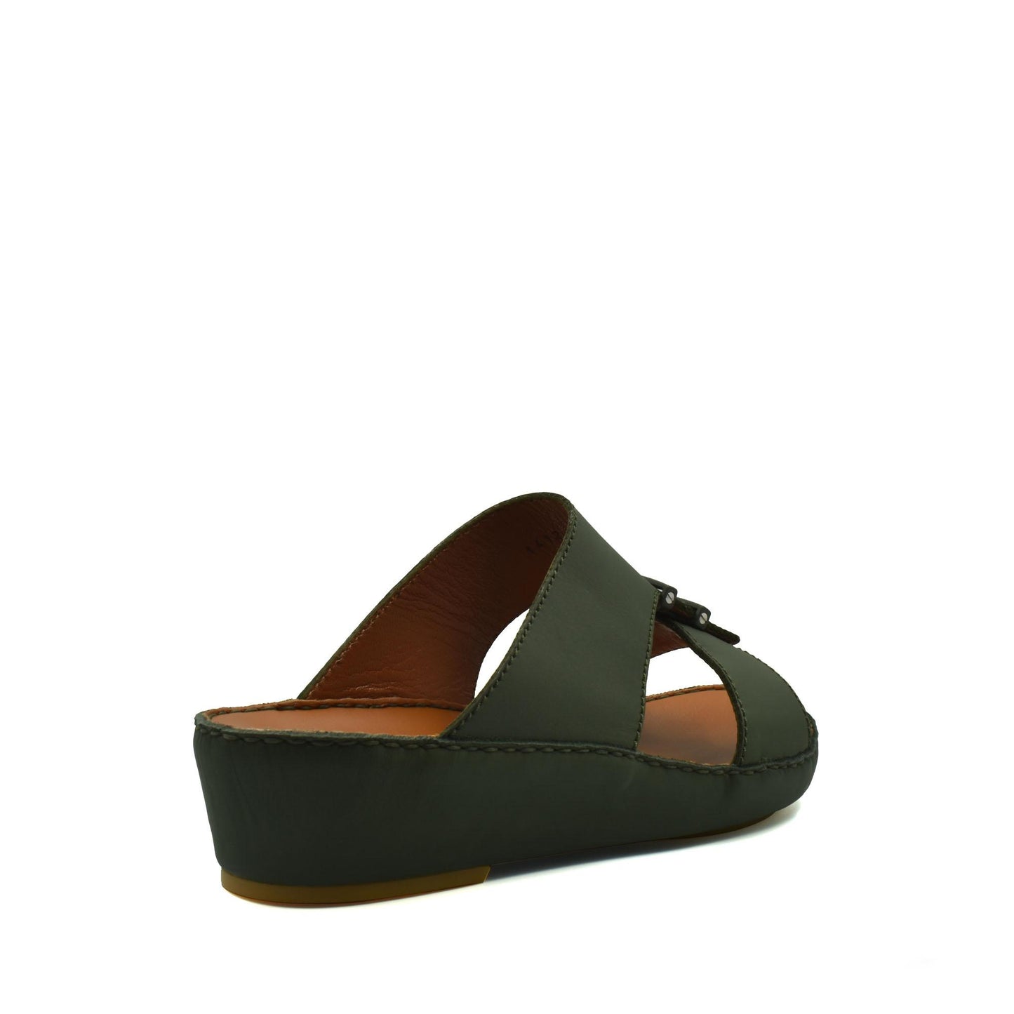 Green slip-on comfortable rubber sandals with a wedge heel and open toe design