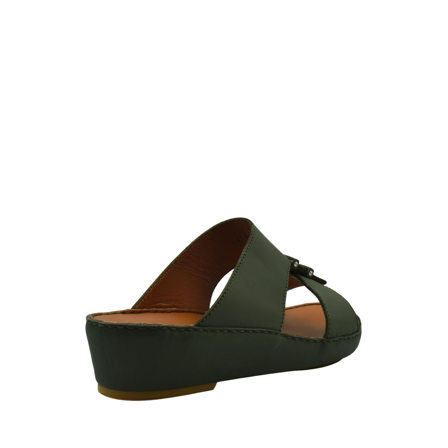 Green slip-on comfortable rubber sandals with a wedge heel and open toe design