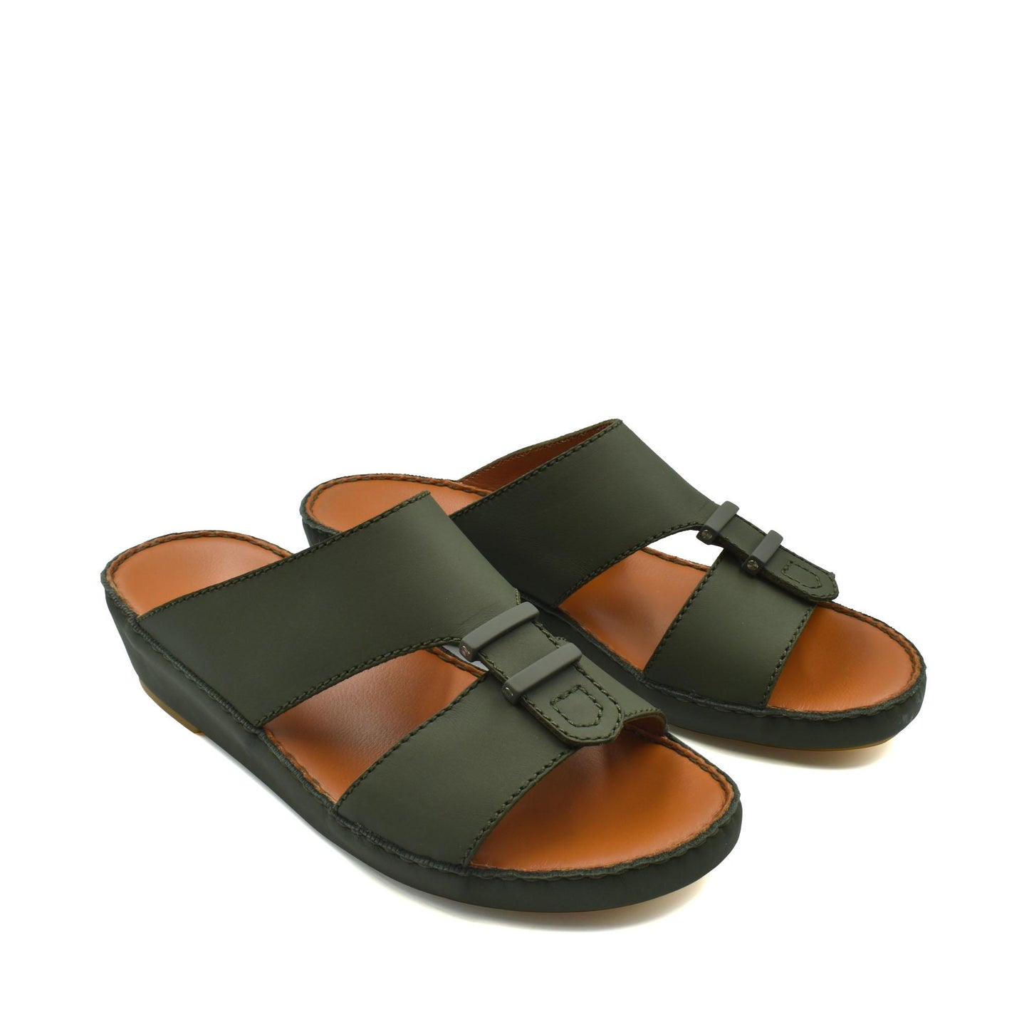 Black comfortable rubber sandals with adjustable straps and cushioned brown footbed for casual wear