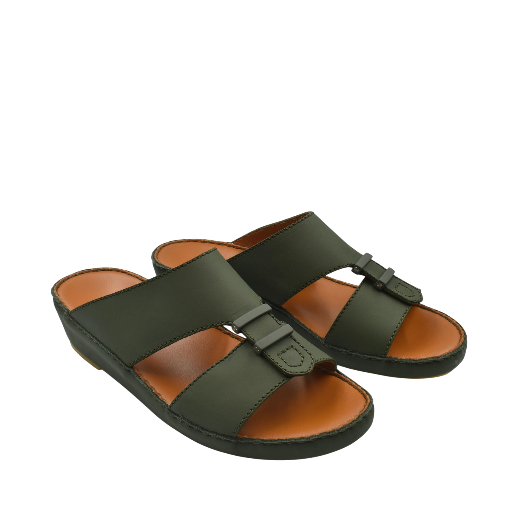 Black comfortable rubber sandals with adjustable straps and cushioned brown footbed for casual wear