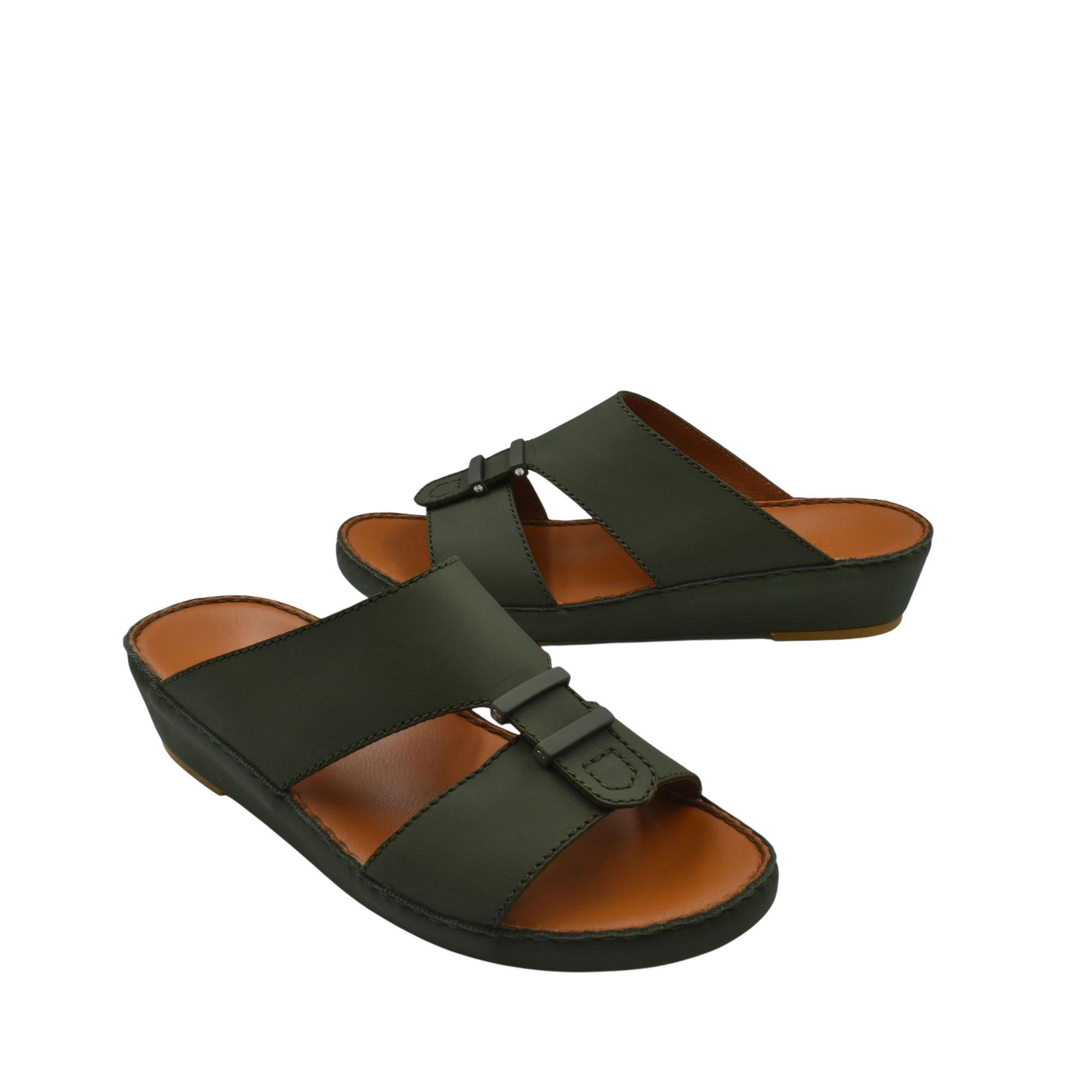 Black comfortable rubber sandals with adjustable strap and cushioned brown footbed for everyday wear