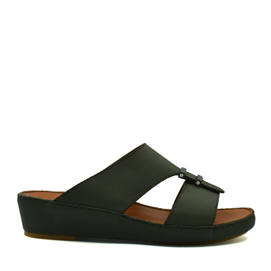 Black comfortable rubber sandals with a slight wedge heel and open toe design for everyday wear