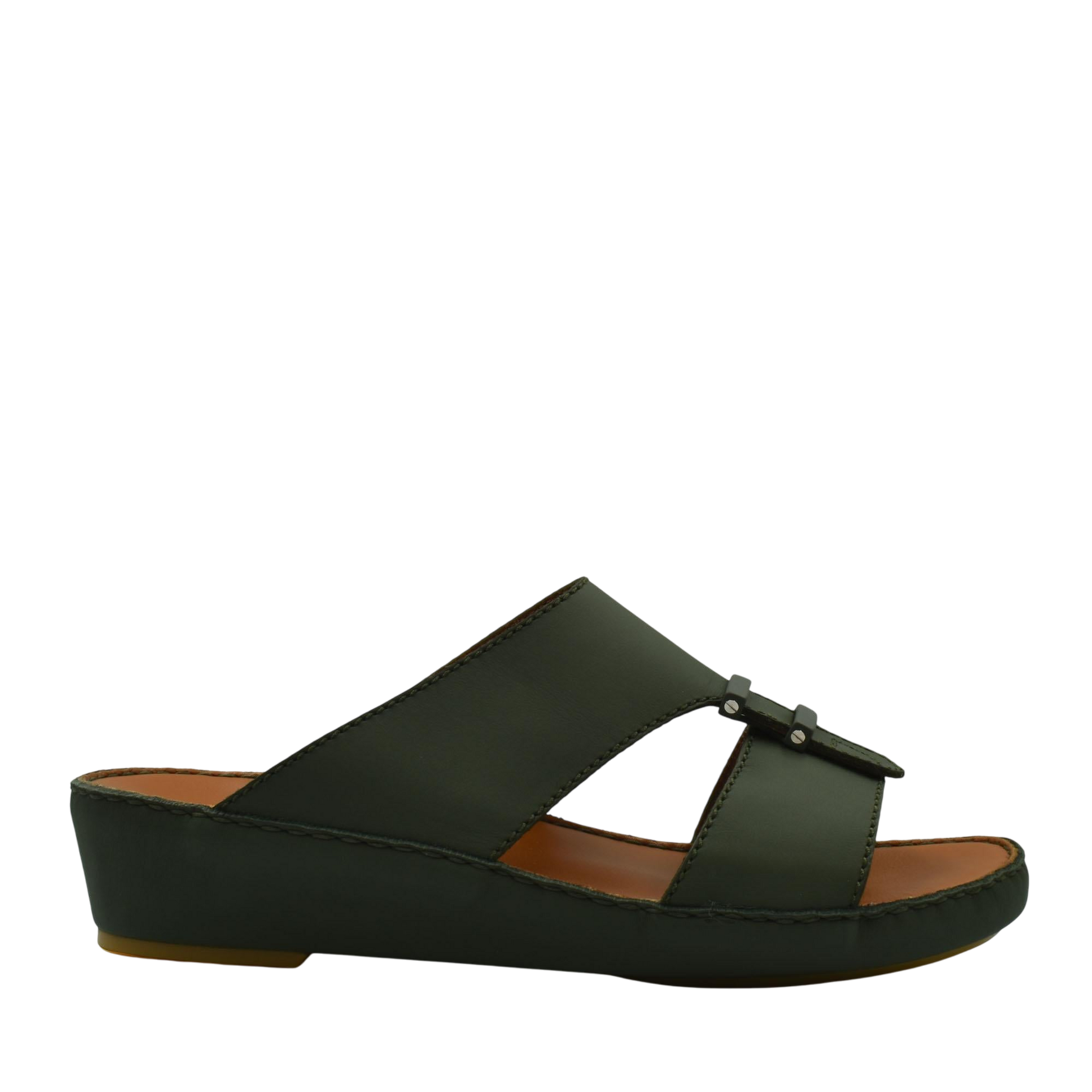 Black comfortable rubber sandals with a slight wedge heel and open toe design for everyday wear