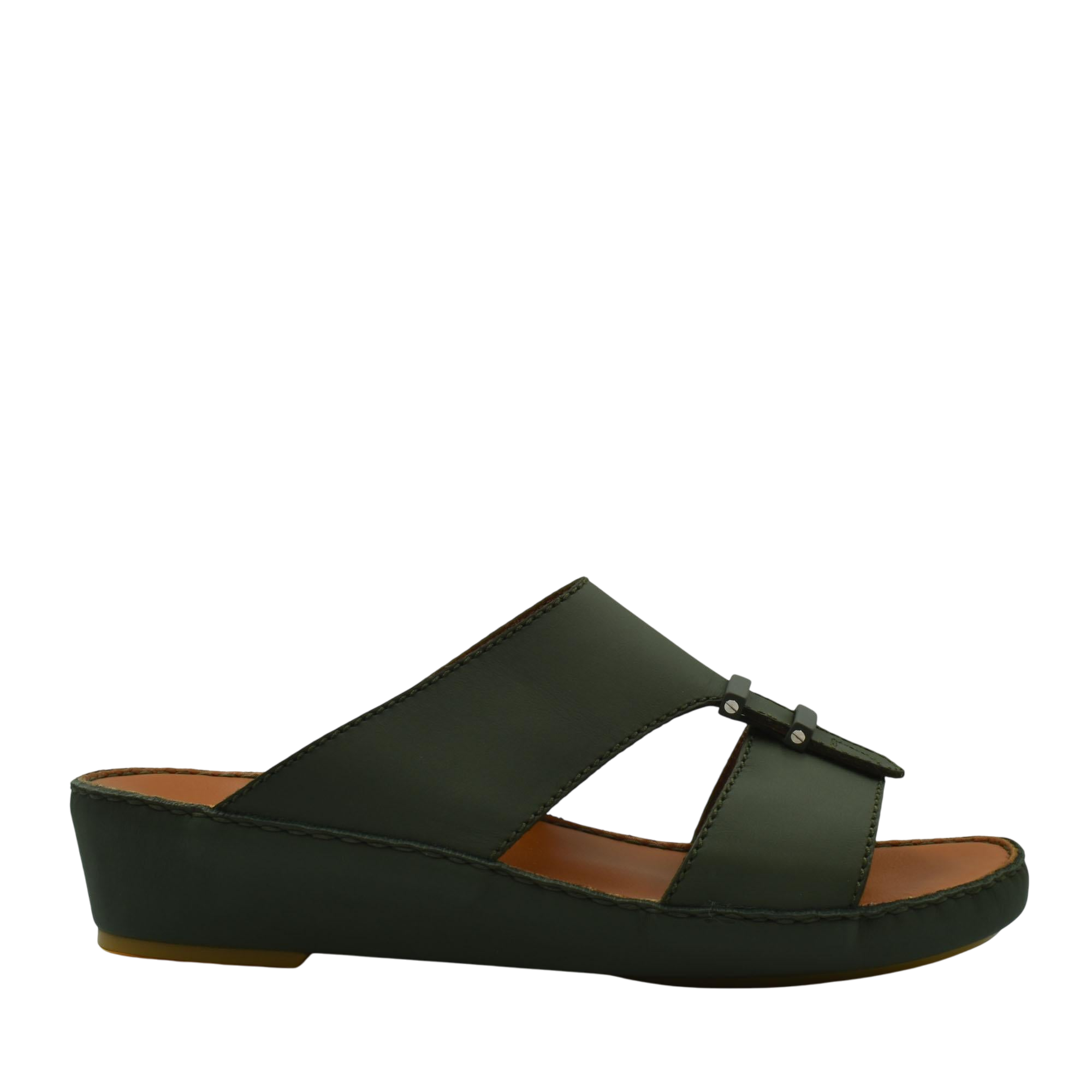 Black comfortable rubber sandals with a slight wedge heel and open toe design for everyday wear