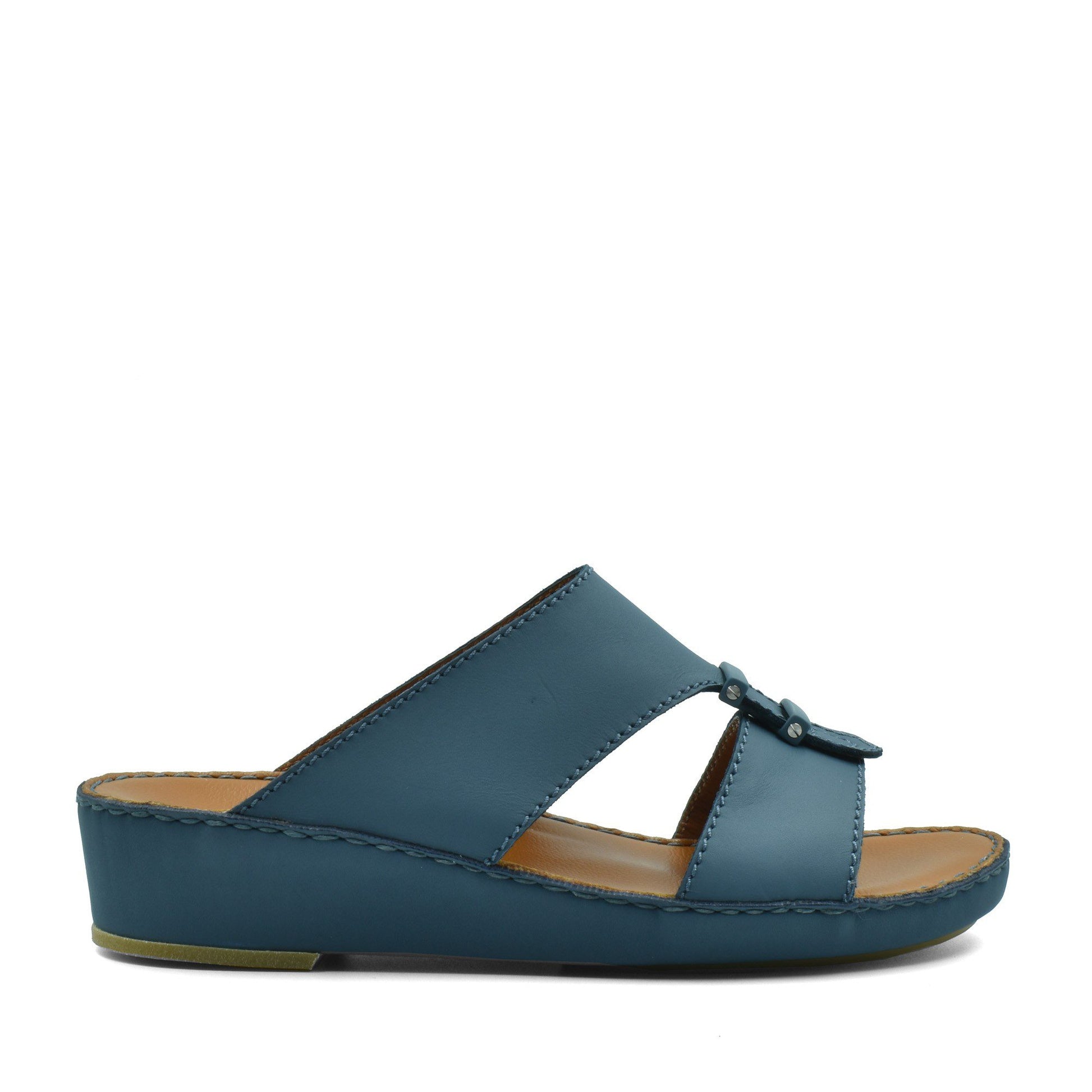 Blue comfortable rubber sandals with open toe and slip-on design for casual wear