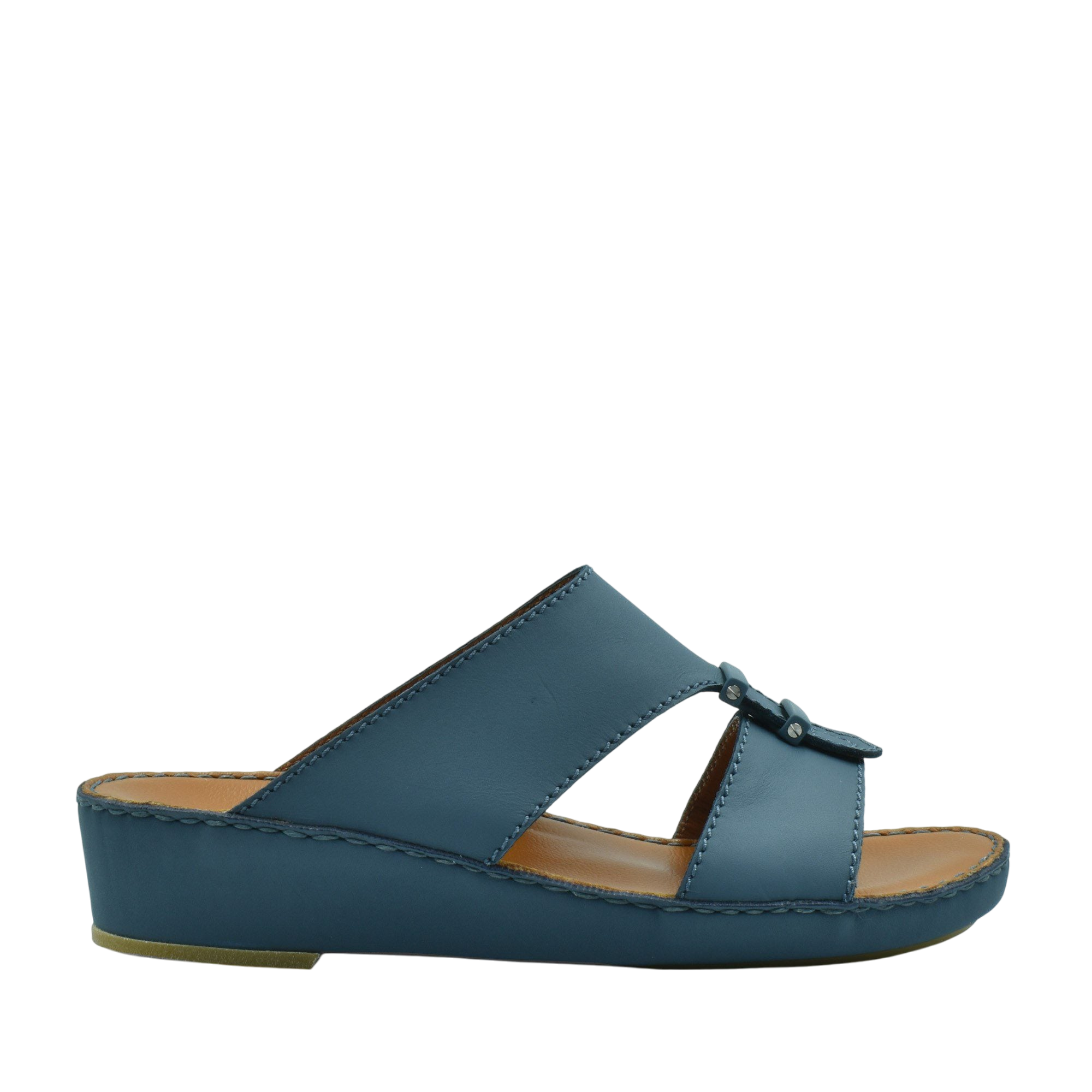 Blue comfortable rubber sandals with open toe and slip-on design for casual wear