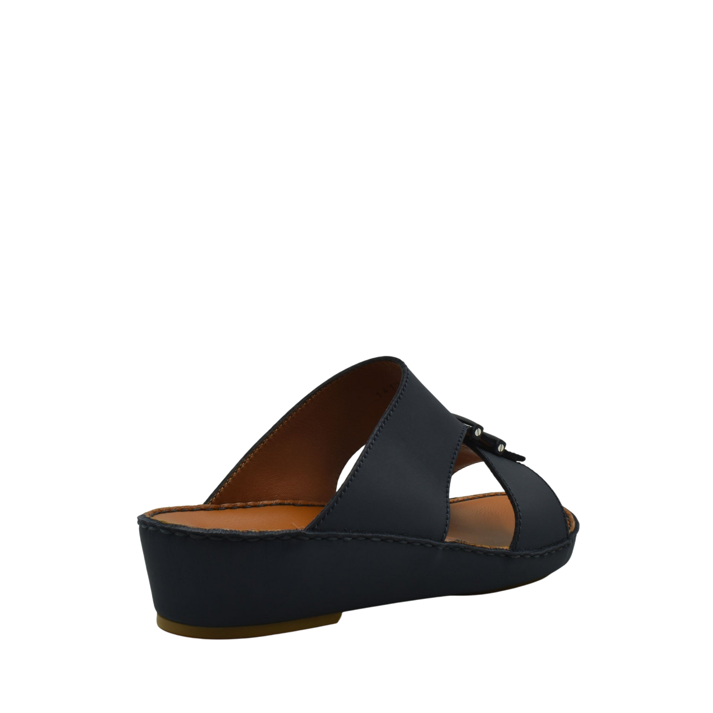 Black comfortable rubber sandals with a slight wedge heel and open toe design