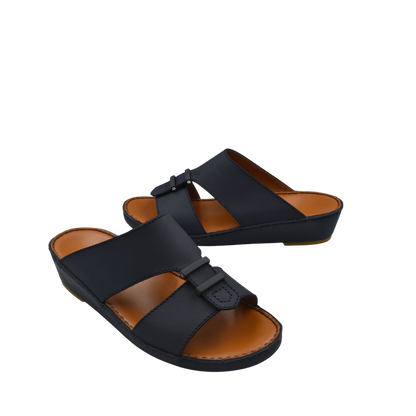 Black comfortable rubber sandals with adjustable straps and cushioned brown footbed for everyday wear