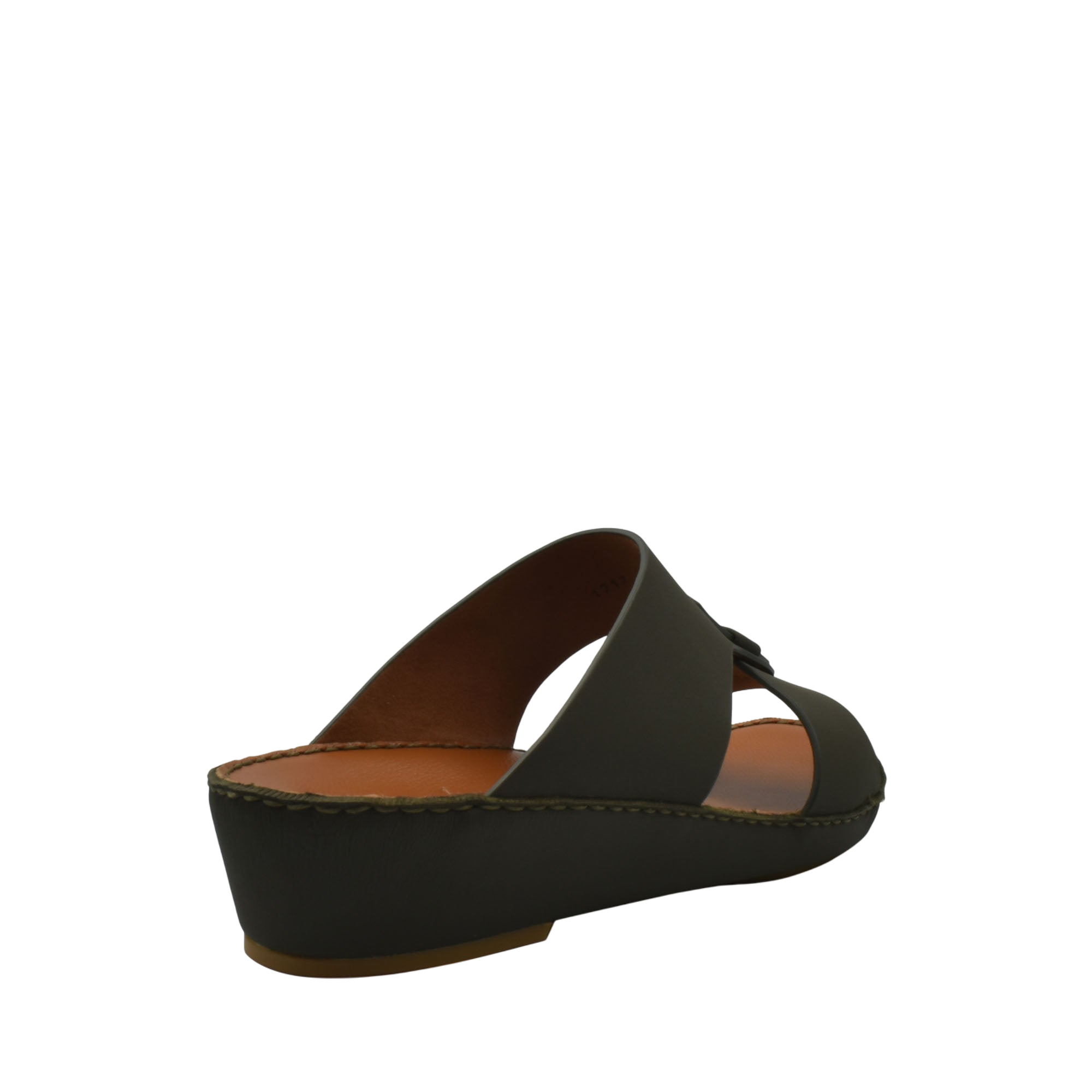 Black comfortable rubber slides with a low wedge heel and open toe design