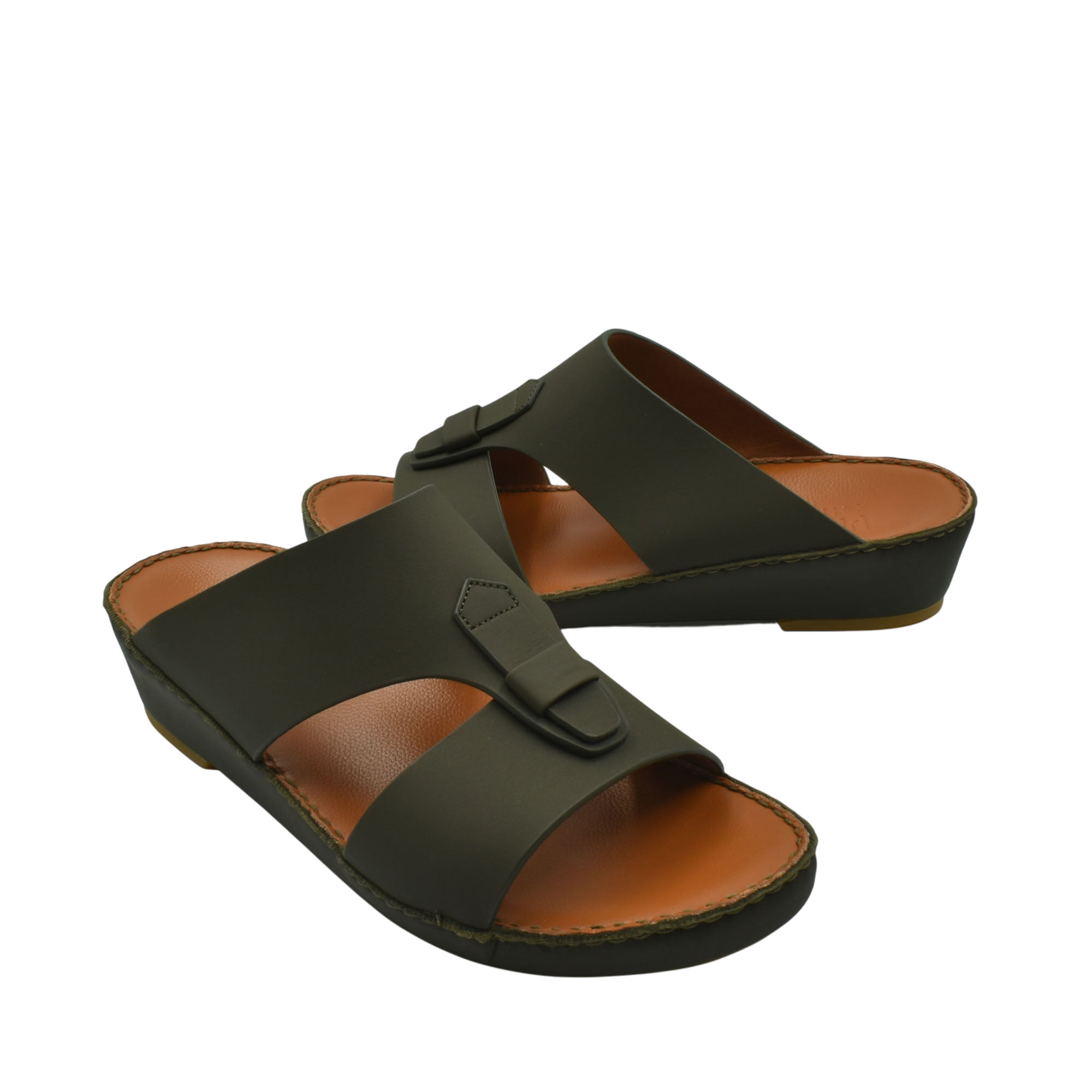 Comfortable rubber slides with brown cushioned footbed and black adjustable straps for easy wear