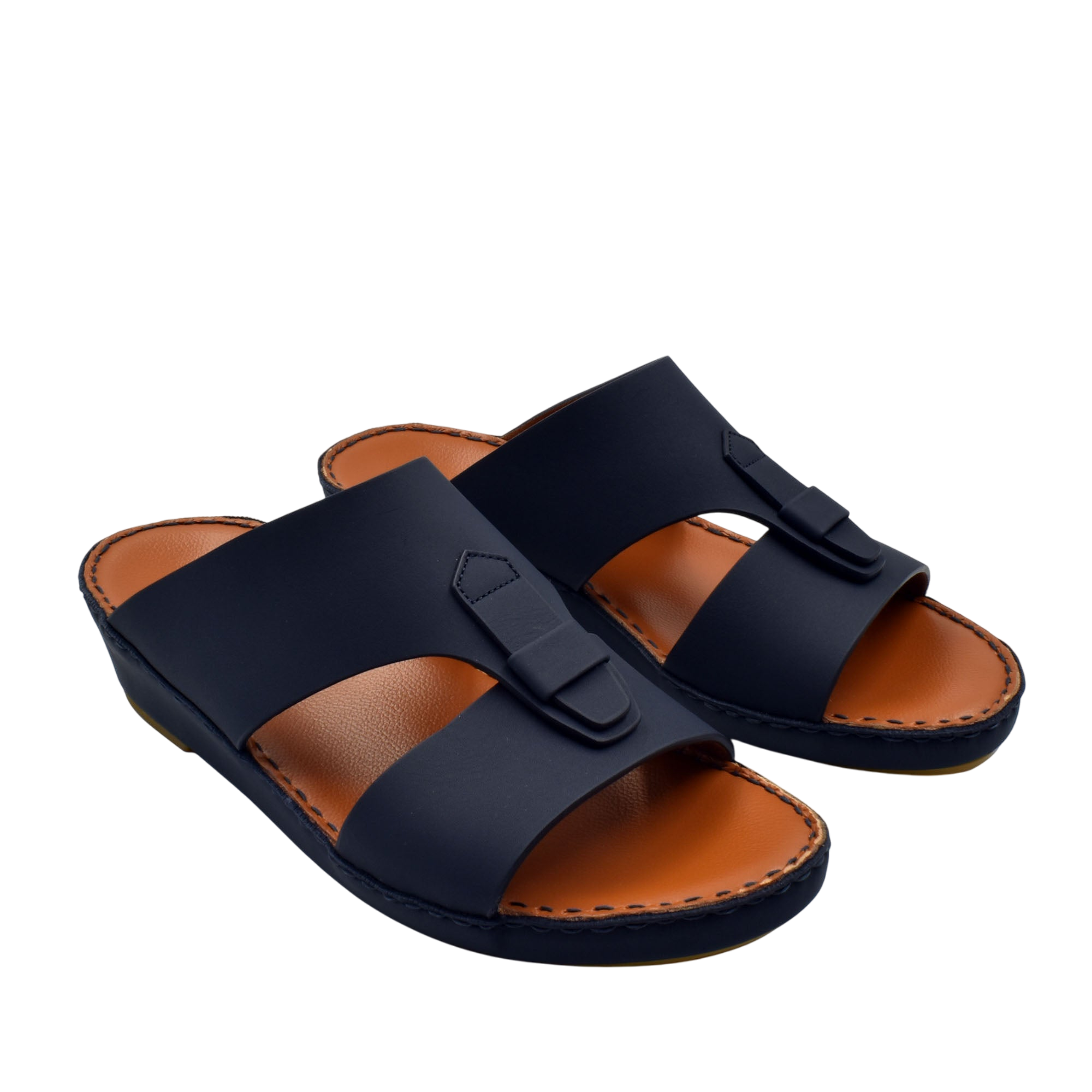 Black comfortable rubber slides with open toe and cushioned brown insoles for everyday wear