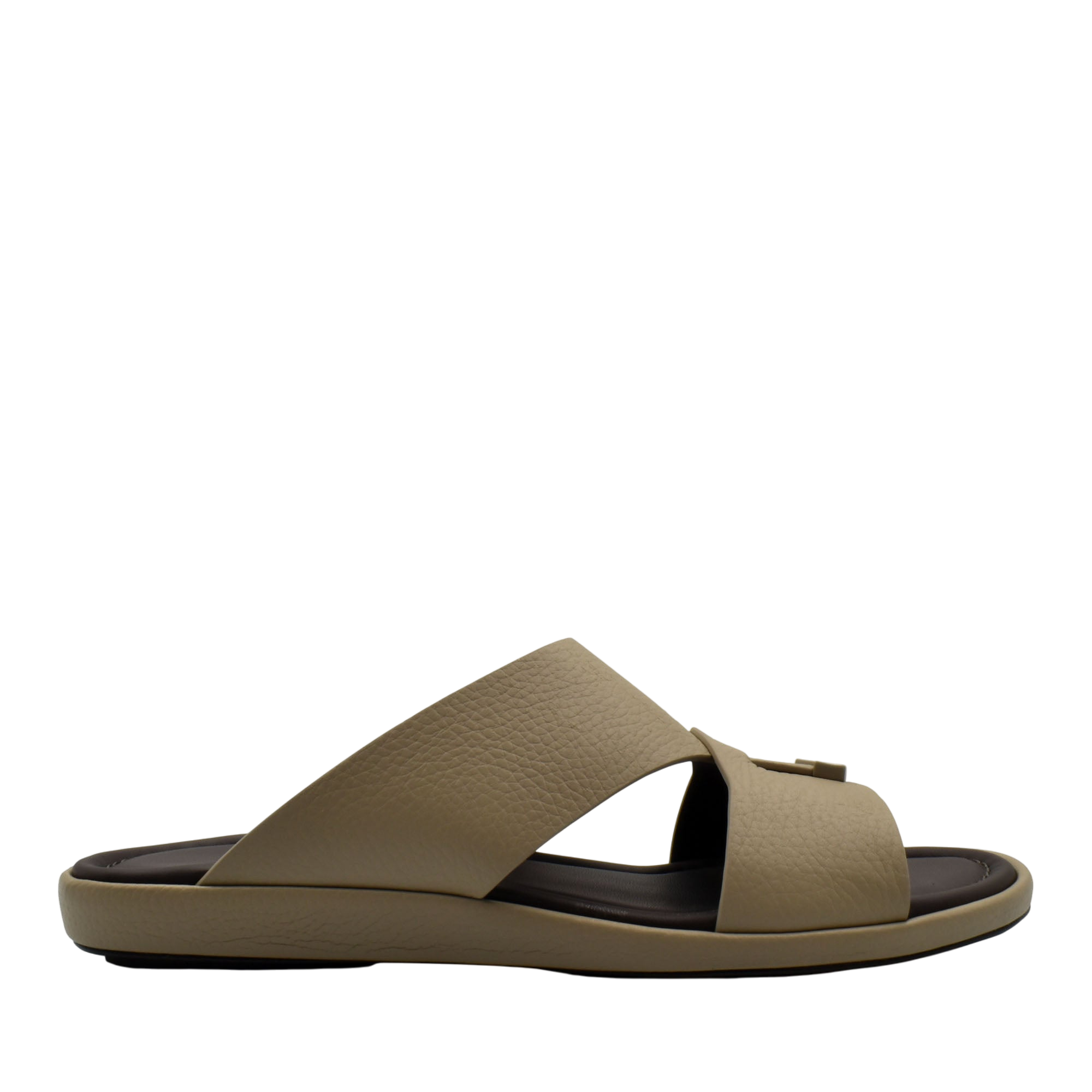 Tan comfortable stylish slides with wide straps and cushioned sole for everyday wear