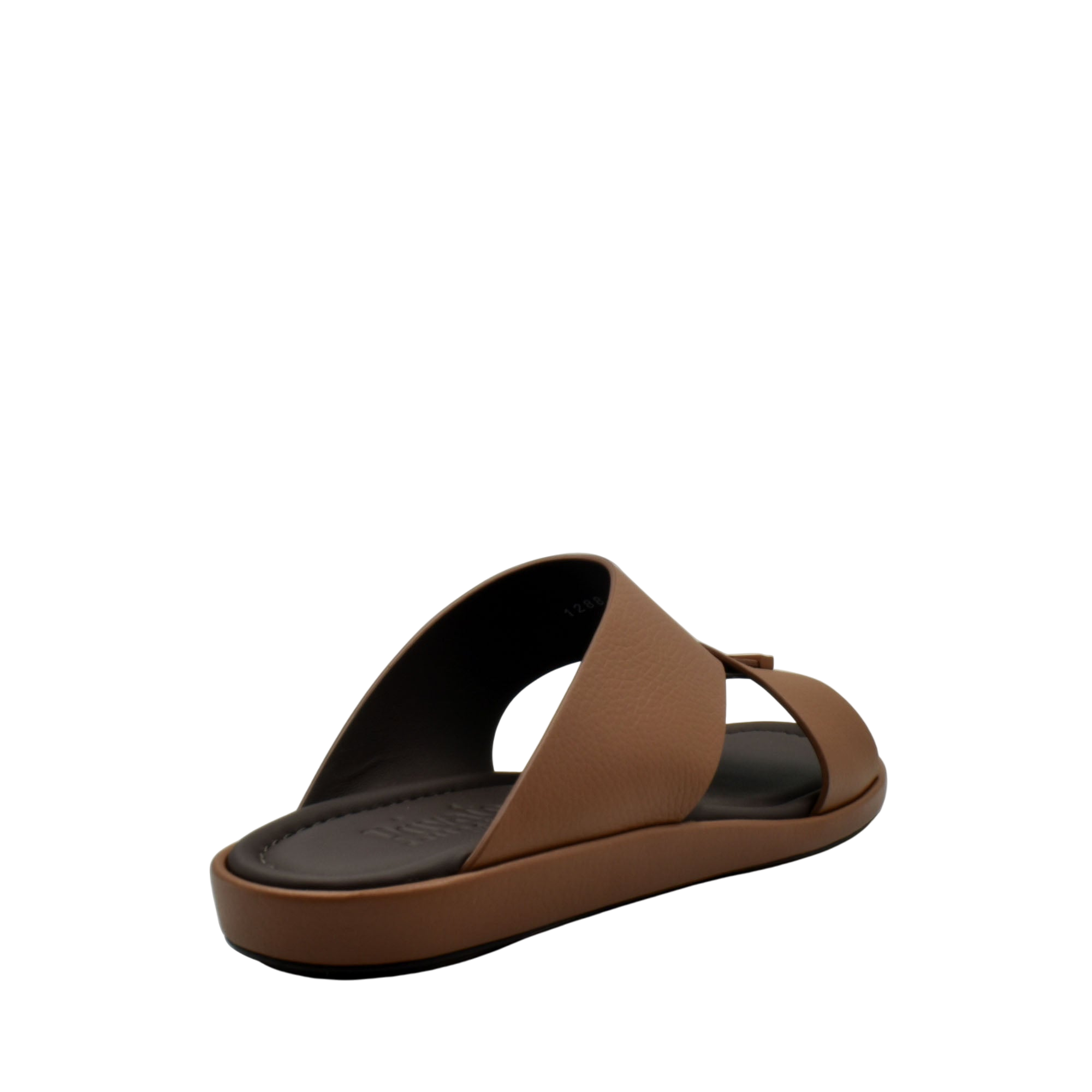 Brown comfortable stylish slides with a cushioned sole and cross strap design from Private Collection