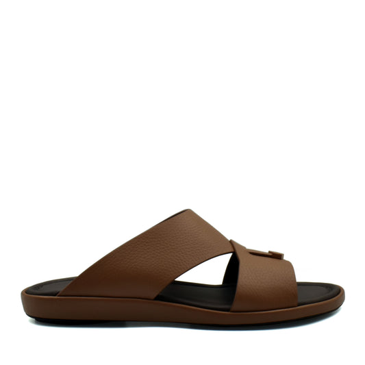 Brown comfortable stylish slides with wide straps and cushioned sole from private collection