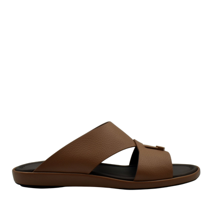 Brown comfortable stylish slides with wide straps and cushioned sole from private collection