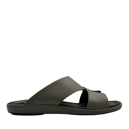 Comfortable stylish slides in muted olive with wide textured straps and cushioned sole