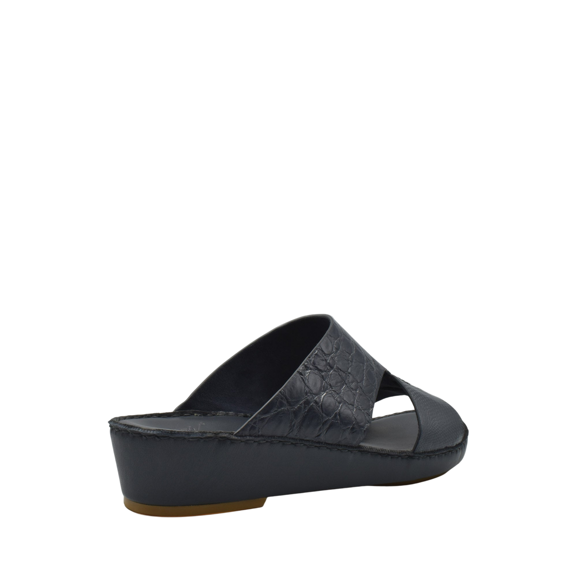 Black Crocodile Lizard Leather Sandals with open toe and wedge heel from Private Collection
