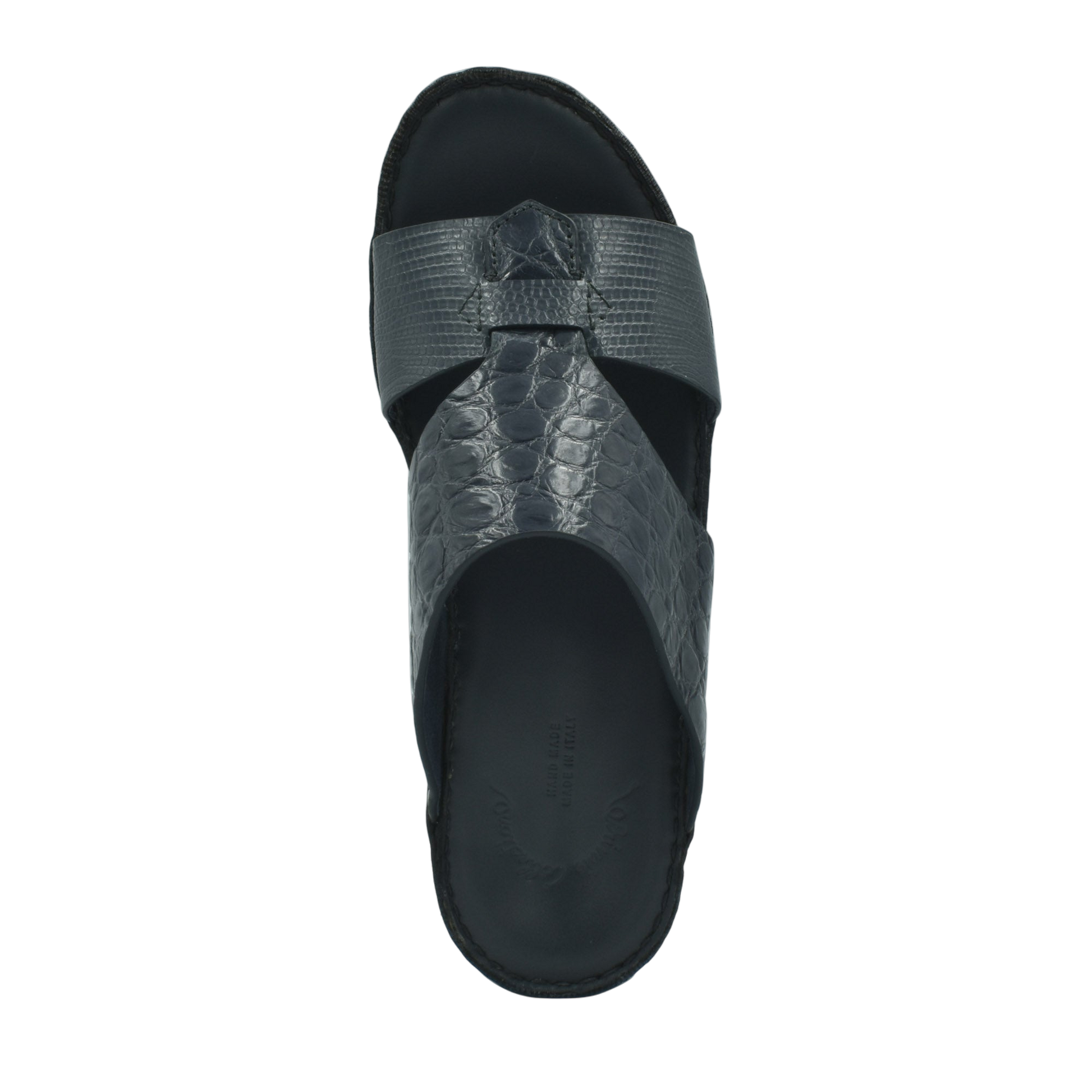 Black Crocodile Lizard Leather Sandals with textured straps from Private Collection