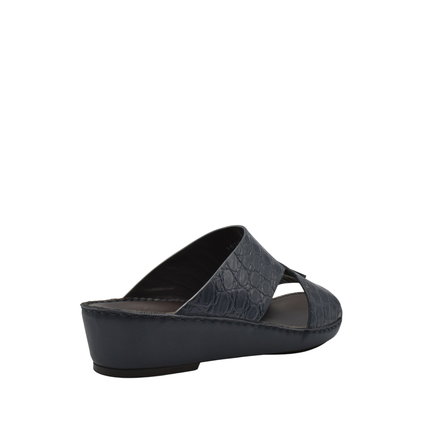 Black crocodile sandals for men with wedge sole and textured upper from Private Collection