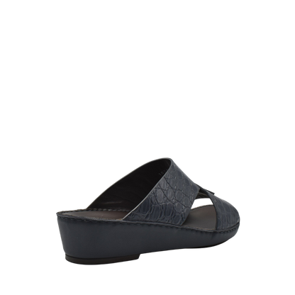 Black crocodile sandals for men with wedge sole and textured upper from Private Collection