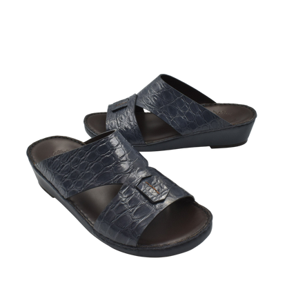 Private Collection stylish black crocodile sandals for men with open toe and adjustable straps