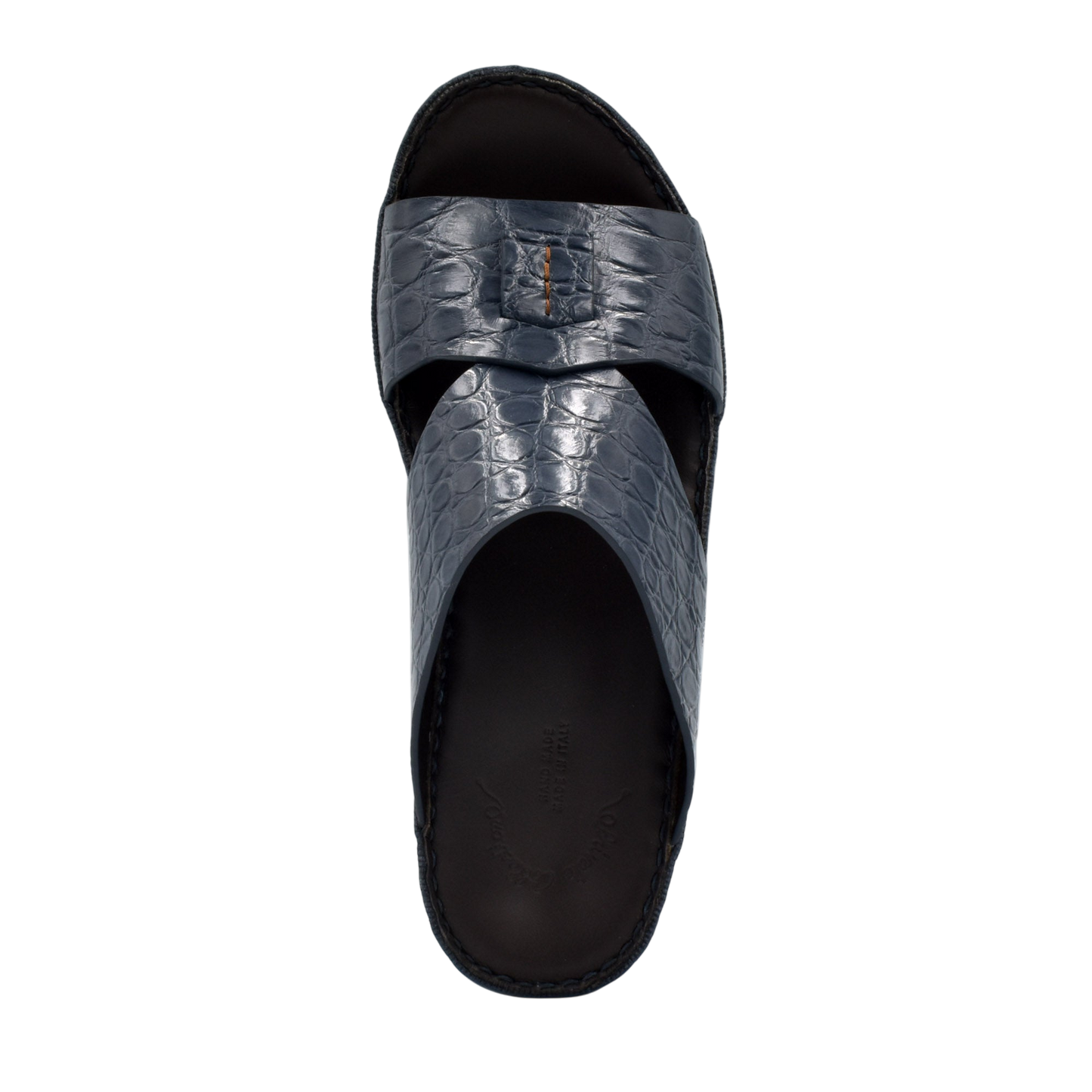 Private Collection crocodile sandals for men in black with textured leather upper and open toe design