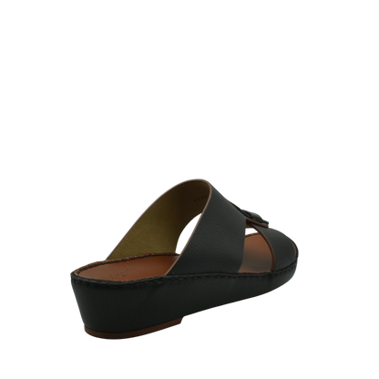 Black Deercalf Croco footwear open-toe slide sandal with wide straps and cushioned sole