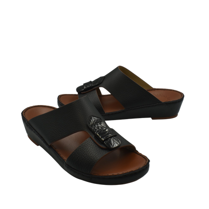 Black Deercalf Croco footwear open-toe sandals with croco texture detail and comfortable sole