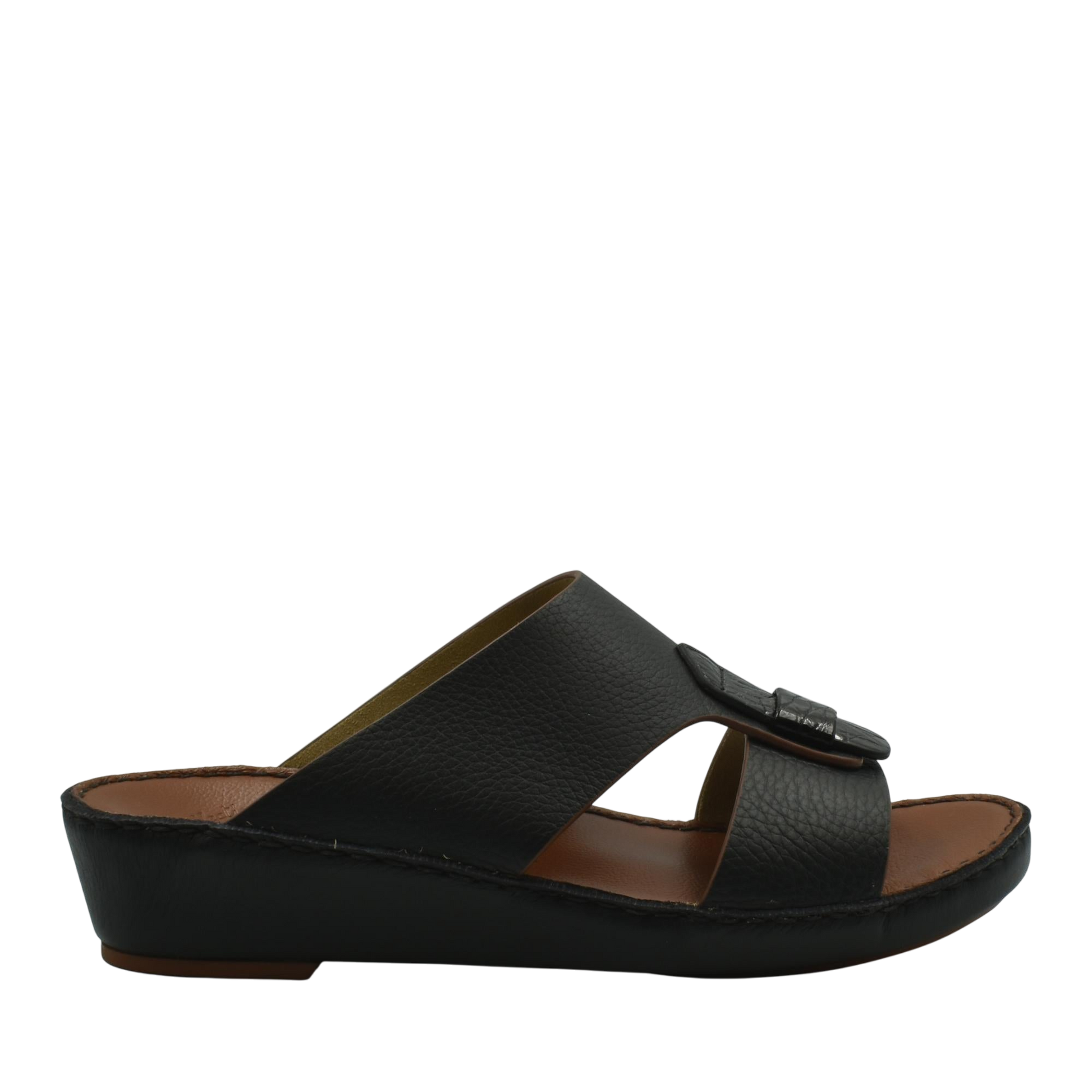 Black Deercalf Croco footwear slip-on sandal with cushioned sole and adjustable strap