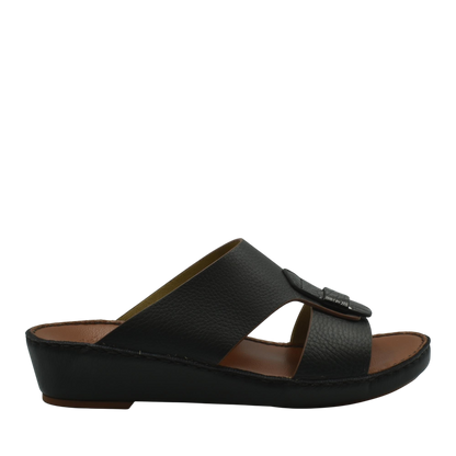 Black Deercalf Croco footwear slip-on sandal with cushioned sole and adjustable strap