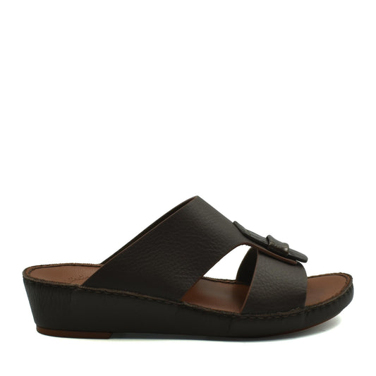 Black leather Deercalf Croco footwear slide sandal with cushioned sole from Private collection