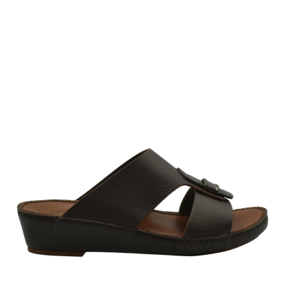 Black leather Deercalf Croco footwear slide sandal with cushioned sole from Private collection
