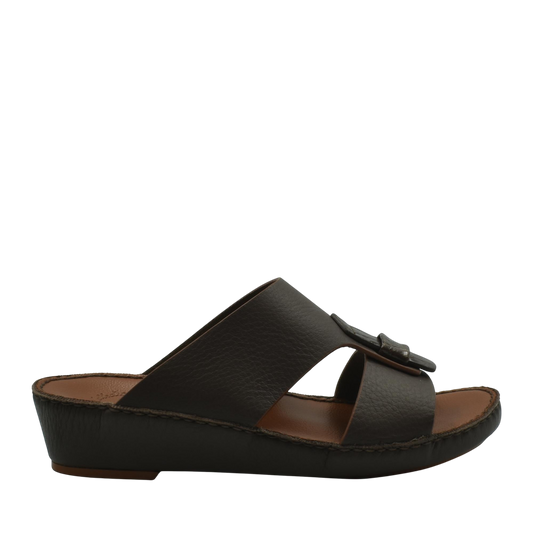 Black leather Deercalf Croco footwear slide sandal with cushioned sole from Private collection