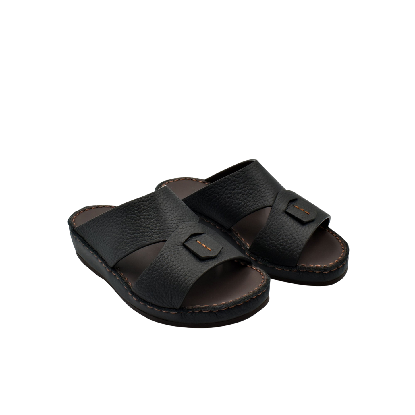 Black deercalf kids sandals with textured leather upper and cushioned sole from Private Collection