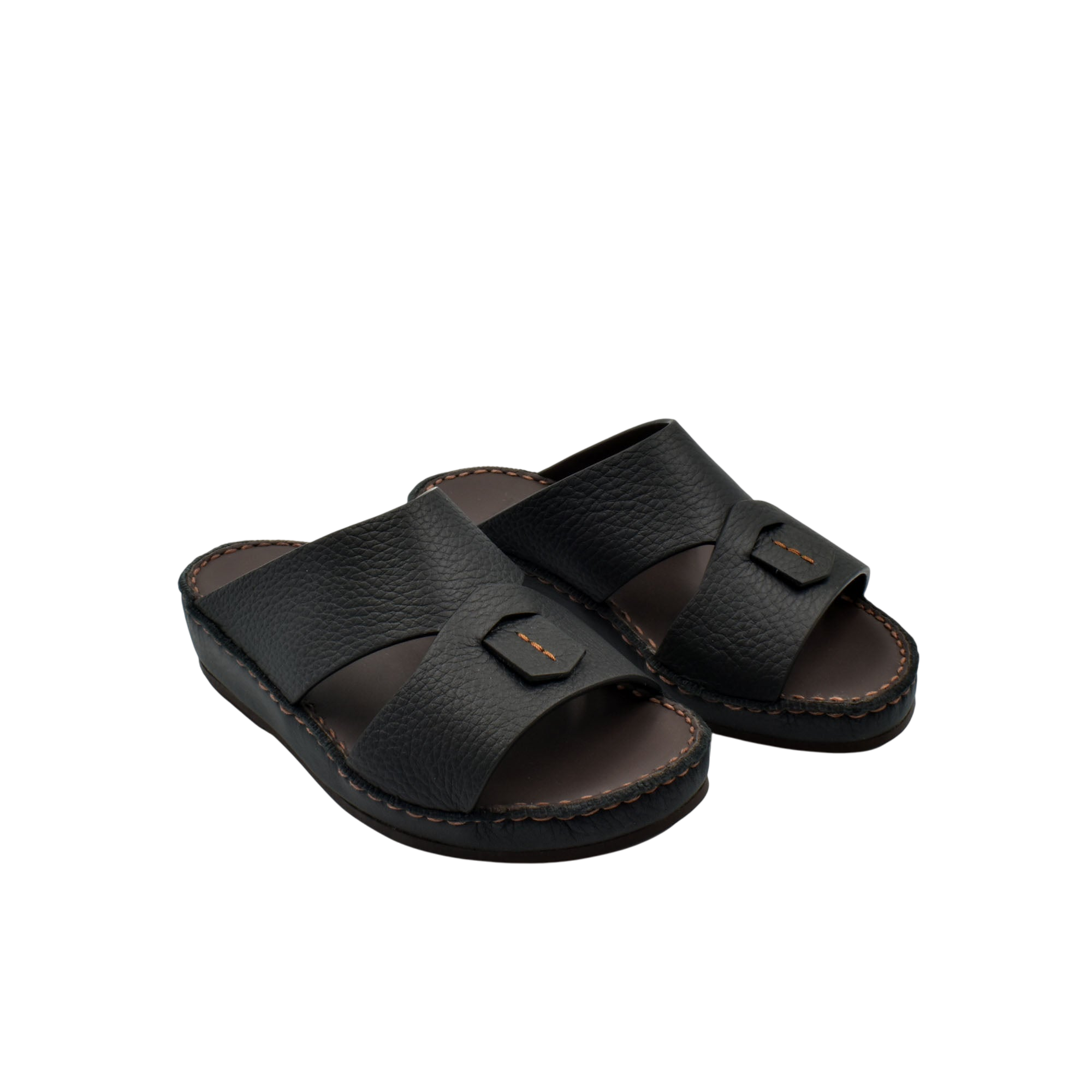 Black deercalf kids sandals with textured leather upper and cushioned sole from Private Collection