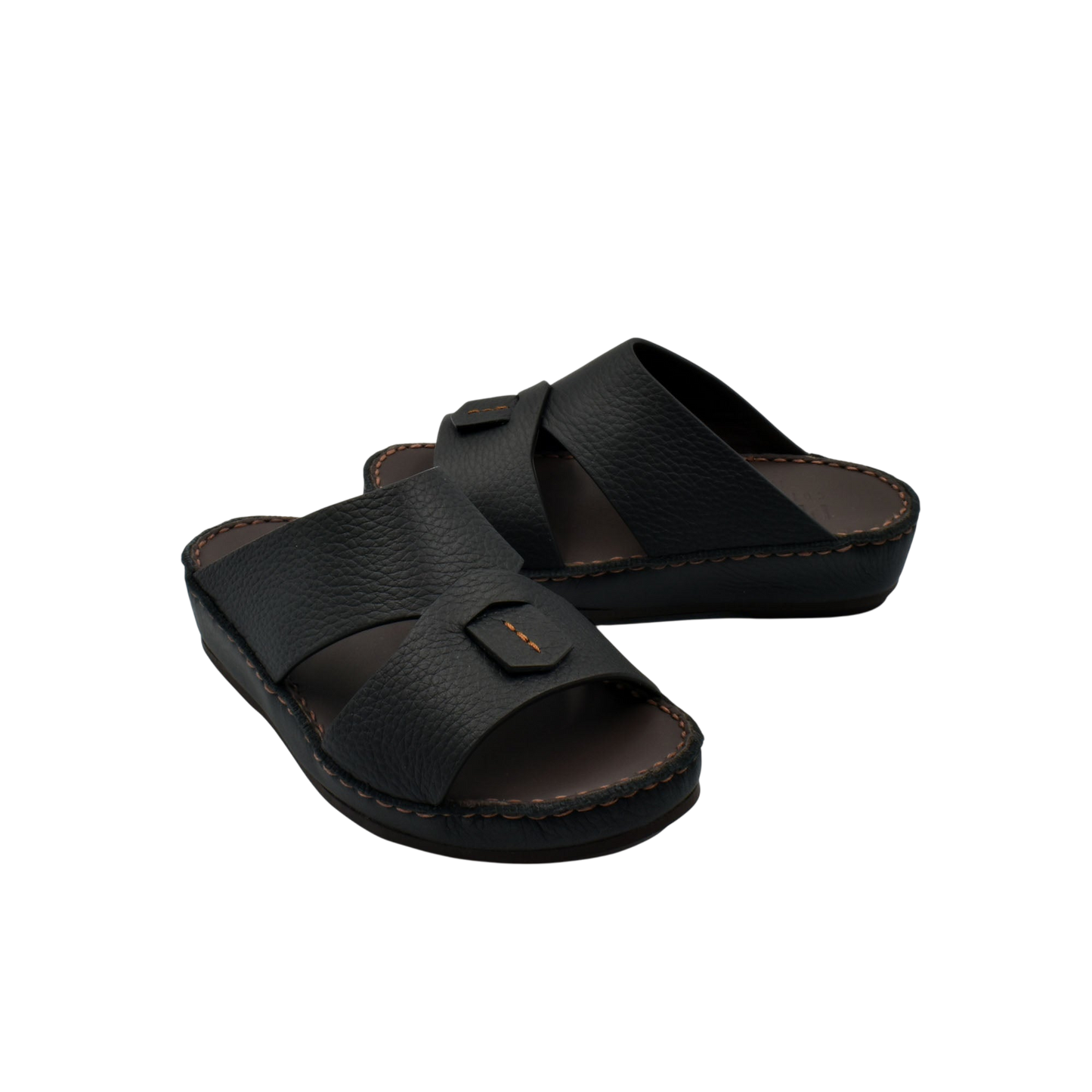 Black leather deercalf kids sandals with cushioned sole and adjustable straps from Private collection